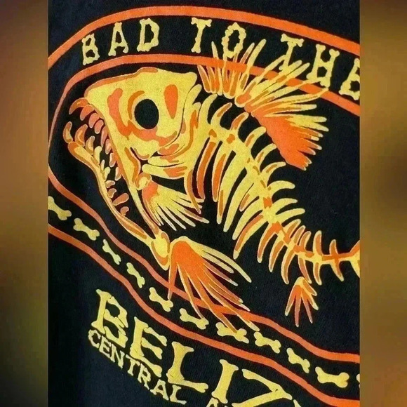 BELIZE Bad To The Bone Black Fish T Shirt top men’s Size XXL Central America - Picture 7 of 12